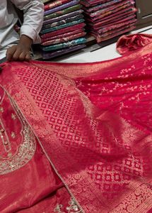 Elegant Pink Embroidered Kurta material