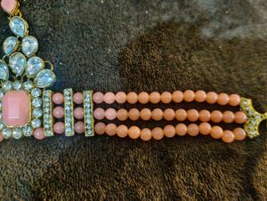 Elegant Pink Stone Choker Necklace