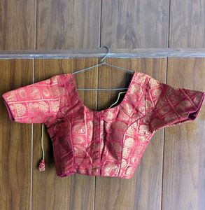 Designer Red &amp; Gold Banarasi Silk Blouse