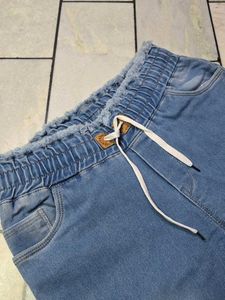 Womens Light Wash Denim Cargo Pants