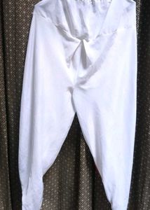 ✨ Trendy White Dhoti Salwar with Red-Golden Lace |