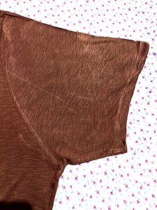 Brown Cropped Top with Lace Detail