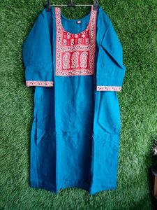 Beautiful Teal Kurta with Red Print