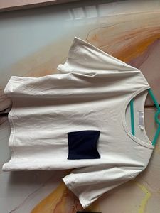 Cream T-Shirt with Navy Pocket