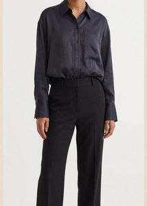 H&amp;M Satin-Finish Oversized Shirt - Dark Grey