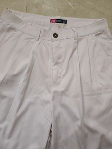 White Pleated Casual Pants