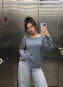 aesthetic bluish Long Sleeve Top