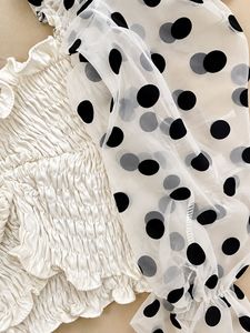 White Polka Dot Sheer Sleeve Top