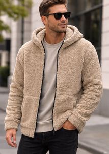 Cozy Tan Sherpa Hooded Jacket