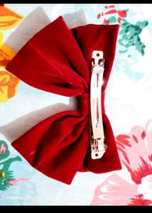 Red Velvet Hair Bow Clip
