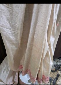 Elegant Golden Saree with Pink Embroidery