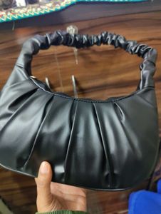 Black Ruched Handle Shoulder Bag