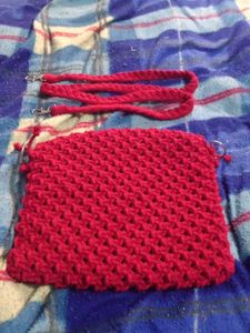 Red Knitted Crossbody Bag