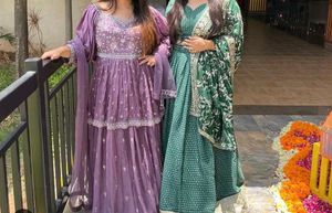 Elegant Purple Embroidered Lehenga Set