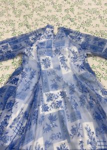 Blue Floral Print Midi Dress