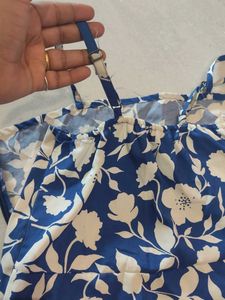 Blue Floral Print Summer Dress