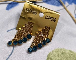 Gold &amp; Blue Gemstone Necklace Set