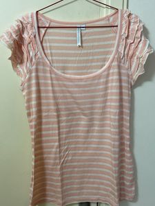 Striped Ruffle Sleeve Top