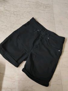 Black High-Waisted Denim Shorts
