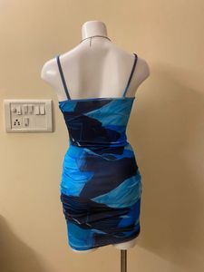 Blue Abstract Bodycon Mini Dress