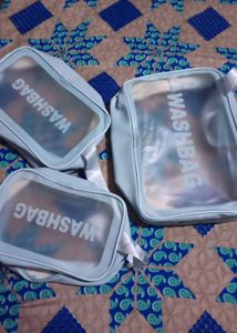 Set of 3 Clear Cosmetic Bags