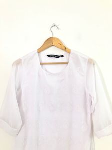 White Embroided Kurta(Women’s)