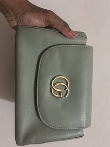 Pale Green Clutch with Gold Detail