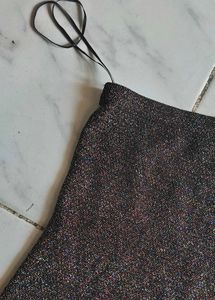 Sparkly One-Shoulder Crop Top