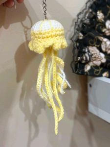 Crocheted Jellyfish Keychain