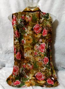 Sheer Top With Lace Detail On Shoulders