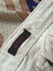 White Distressed Denim Jeans clean and clear