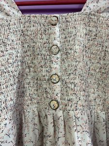 Chic Smocked Floral Square Neck Top