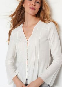Chic White Button-Up V-Neck Top