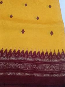 Yellow &amp; Maroon Silk Saree