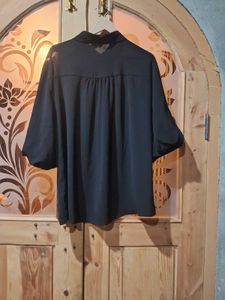 Elegant Sheer Black Button-Up Shirt