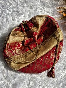 Red &amp; Gold Ethnic Potli Bag