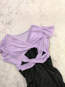 Lavender &amp; Black Cut-Out Dress