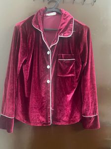 Burgundy Velvet Pajama Set