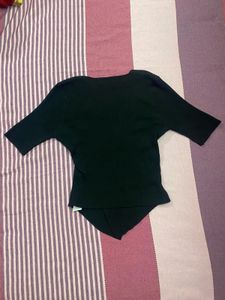 Chic Black Asymmetrical Knit Top