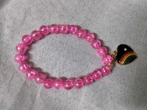 Cute Beaded Bracelet with Heart Charm