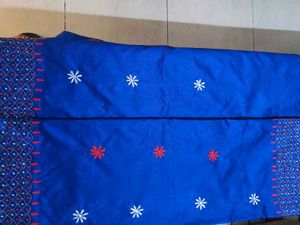 Embroidered Blue Silk Saree