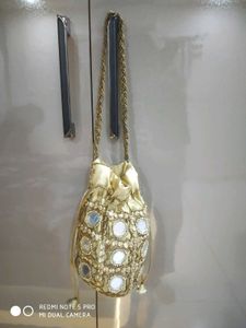 Embellished Potli Bag with Mirror Work