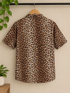 Men's Leopard Print Short Sleeve Shirt