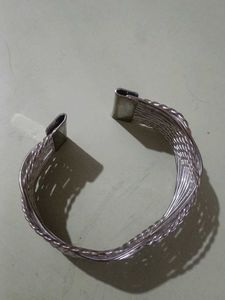 Elegant Silver Tone Woven Cuff Bracelet
