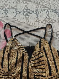 Sparkling Gold &amp; Black Sequin Dress