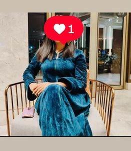 Elegant Teal Velvet Gown