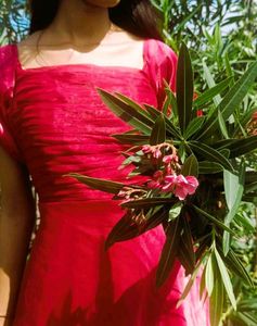 Red Off-Shoulder Gown with pocket