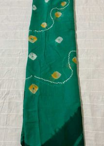 Green Bandhani Saree with Blouse