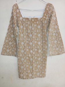 Beige Floral Print Kurta