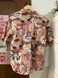 Cute Bear Print Button-Up Shirt